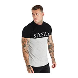 SikSilk Cut&Sew Gym voetbalt-shirt Zwart Grijs